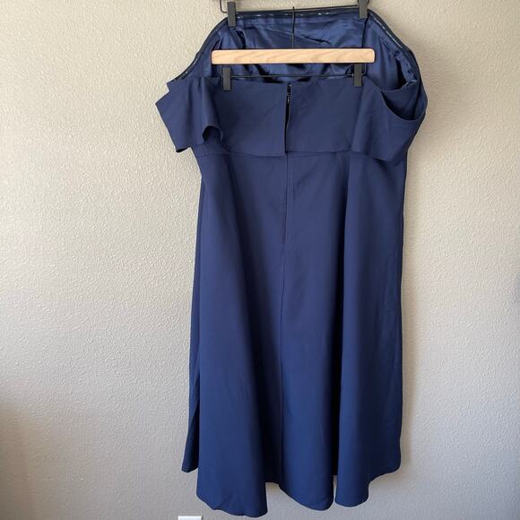 Chi Chi London Curve Yazmina Off the Shoulder Navy Blue Womens High Low Dress 20 - Picture 3 of 8